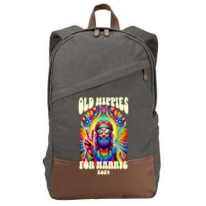 Old Hippies For Harris 2024 Kamala Harris Madam President Cotton Canvas Backpack