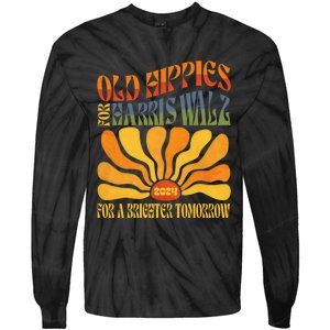 Old Hippies For Harris Waltz 2024 Election Kamala Harris Tie-Dye Long Sleeve Shirt