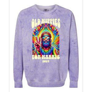 Old Hippies For Harris 2024 Kamala Harris Madam President Colorblast Crewneck Sweatshirt