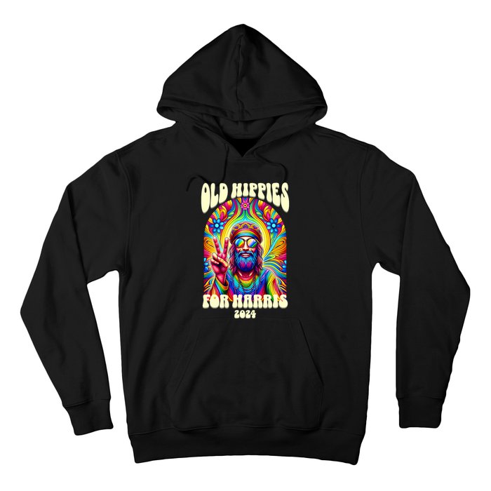 Old Hippies For Harris 2024 Kamala Harris Madam President Hoodie