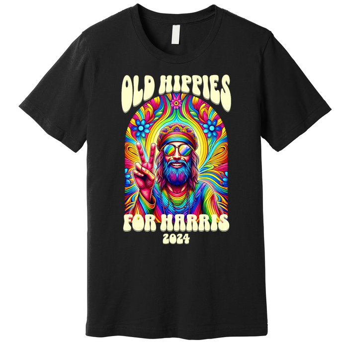 Old Hippies For Harris 2024 Kamala Harris Madam President Premium T-Shirt