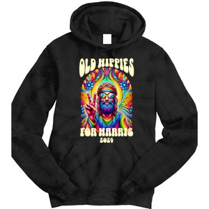 Old Hippies For Harris 2024 Kamala Harris Madam President Tie Dye Hoodie