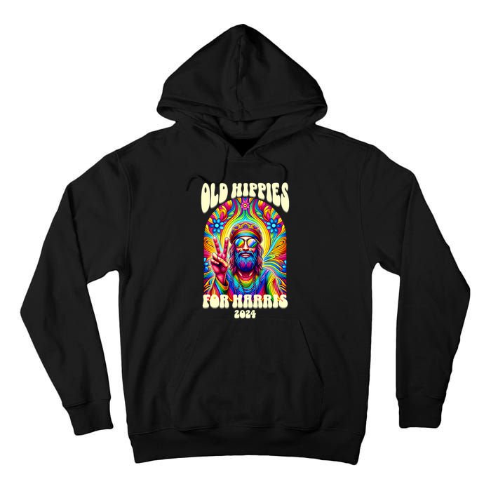 Old Hippies For Harris 2024 Kamala Harris Madam President Tall Hoodie