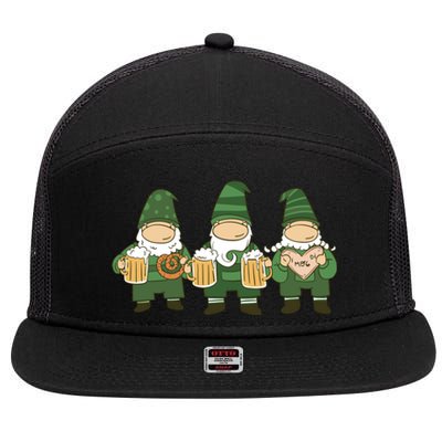 Oktoberfest Holiday Gnomes 7 Panel Mesh Trucker Snapback Hat