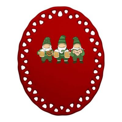 Oktoberfest Holiday Gnomes Ceramic Oval Ornament