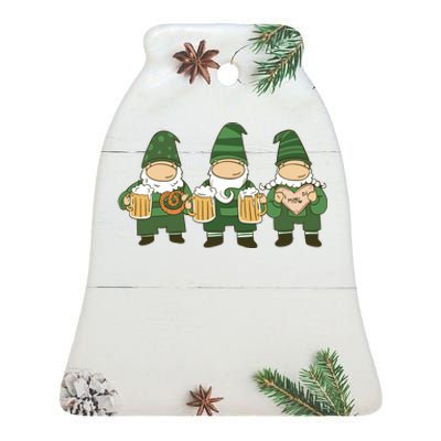 Oktoberfest Holiday Gnomes Ceramic Bell Ornament