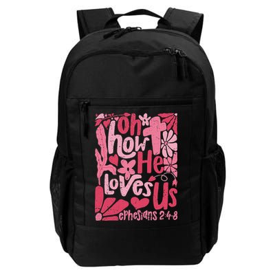 Oh How He Loves Us Boho Valentine Flower Jesus Christian Backpack