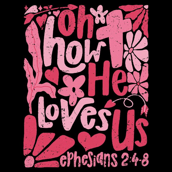Oh How He Loves Us Boho Valentine Flower Jesus Christian Drawstring Bag