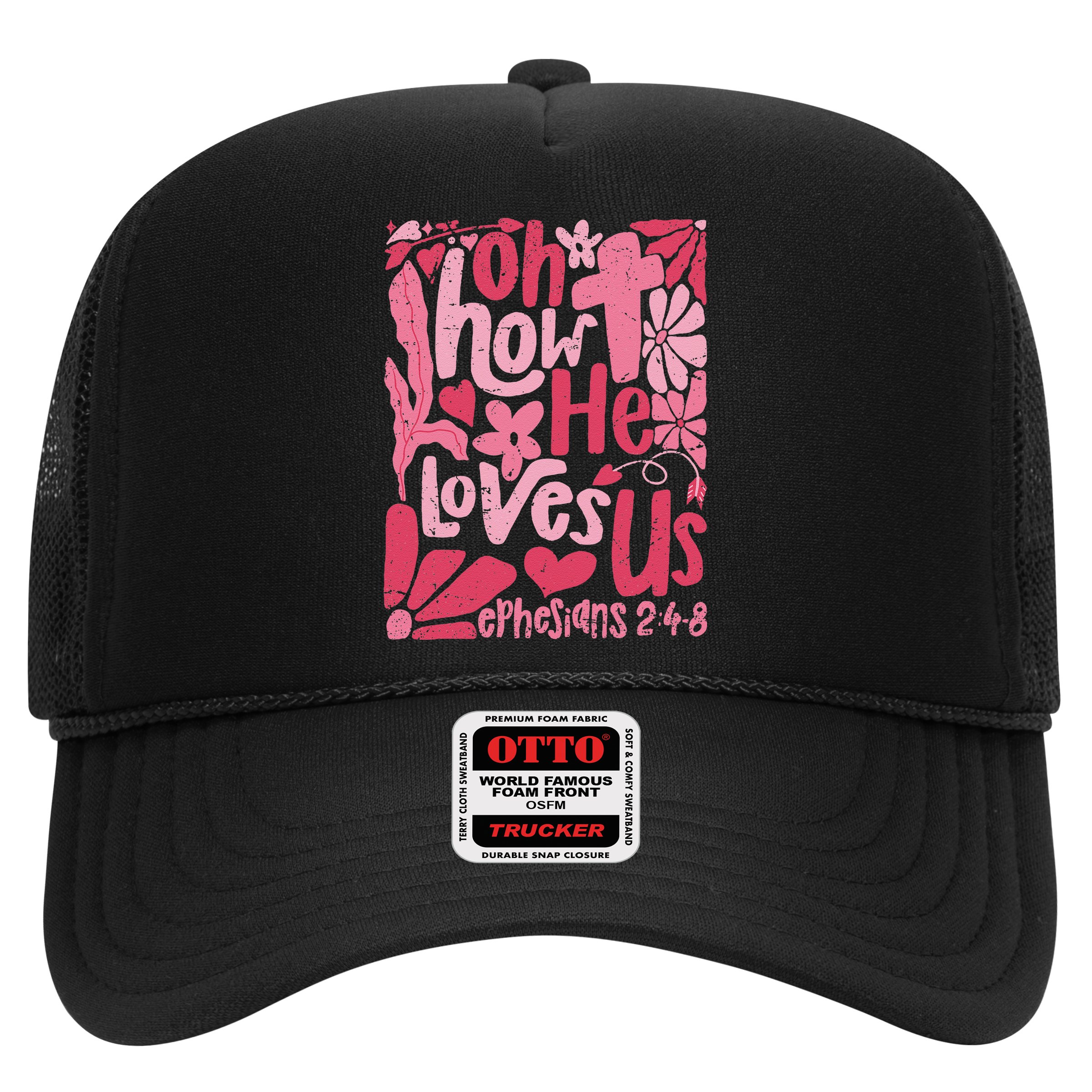 Oh How He Loves Us Boho Valentine Flower Jesus Christian Hat
