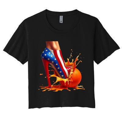 Orange High Heel Crush! Women's Crop Top Tee