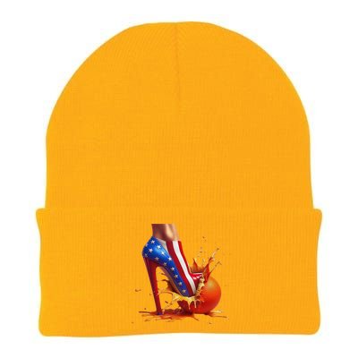 Orange High Heel Crush Knit Cap Winter Beanie