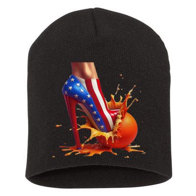 Orange High Heel Crush Short Acrylic Beanie