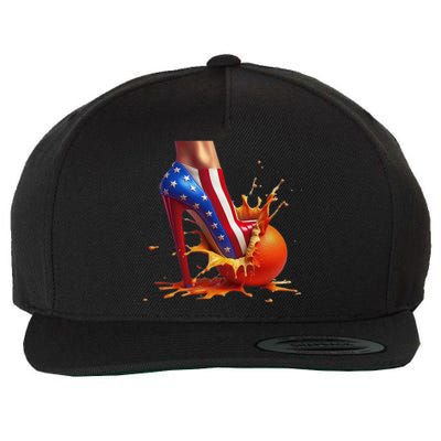 Orange High Heel Crush Wool Snapback Cap