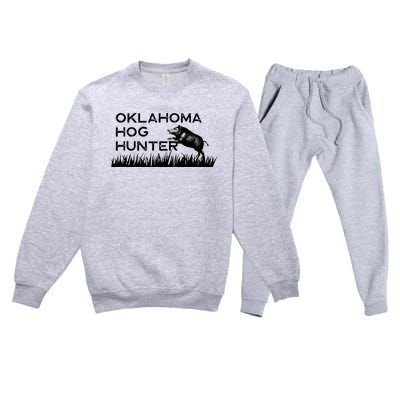 Oklahoma Hog Hunter Feral Boar Texas Premium Crewneck Sweatsuit Set