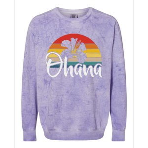 Ohana Hawaii Hibiscus Flower 70s Retro Family Holiday Colorblast Crewneck Sweatshirt