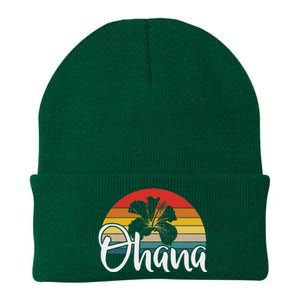 Ohana Hawaii Hibiscus Flower 70s Retro Family Holiday Knit Cap Winter Beanie