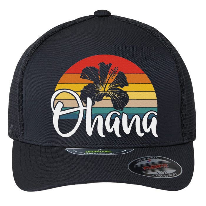 Ohana Hawaii Hibiscus Flower 70s Retro Family Holiday Flexfit Unipanel Trucker Cap