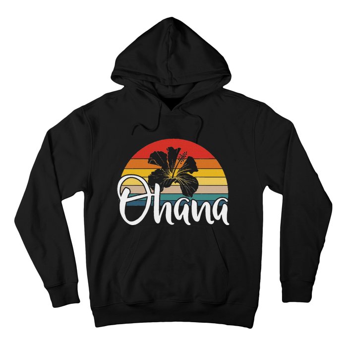 Ohana Hawaii Hibiscus Flower 70s Retro Family Holiday Hoodie