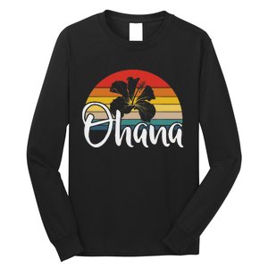 Ohana Hawaii Hibiscus Flower 70s Retro Family Holiday Long Sleeve Shirt