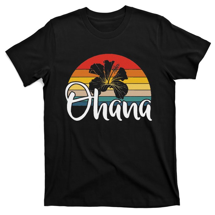 Ohana Hawaii Hibiscus Flower 70s Retro Family Holiday T-Shirt