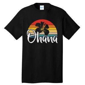 Ohana Hawaii Hibiscus Flower 70s Retro Family Holiday Tall T-Shirt