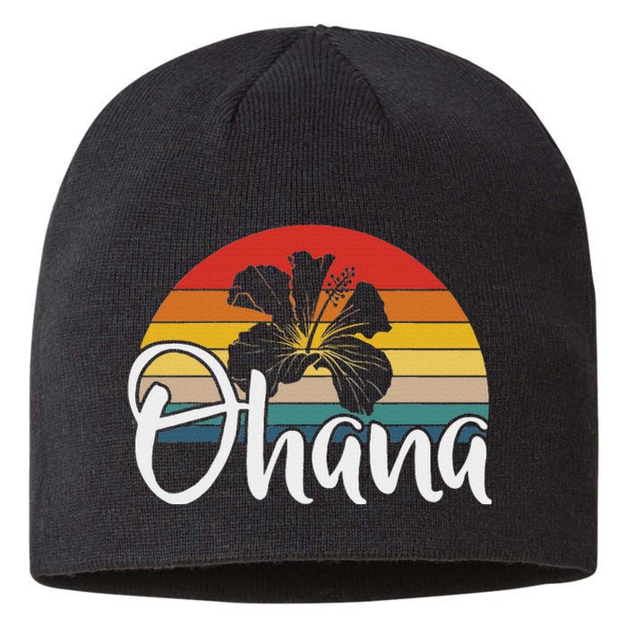 Ohana Hawaii Hibiscus Flower 70s Retro Family Holiday Sustainable Beanie