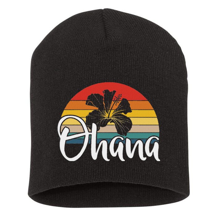 Ohana Hawaii Hibiscus Flower 70s Retro Family Holiday Short Acrylic Beanie