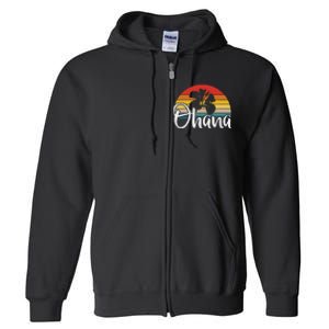 Ohana Hawaii Hibiscus Flower 70s Retro Family Holiday Full Zip Hoodie