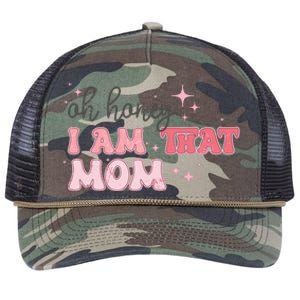 Oh Honey I Am That Mom Funny Boho Groovy Mom Retro Rope Trucker Hat Cap