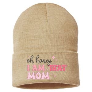 Oh Honey I Am That Mom Funny Boho Groovy Mom Sustainable Knit Beanie