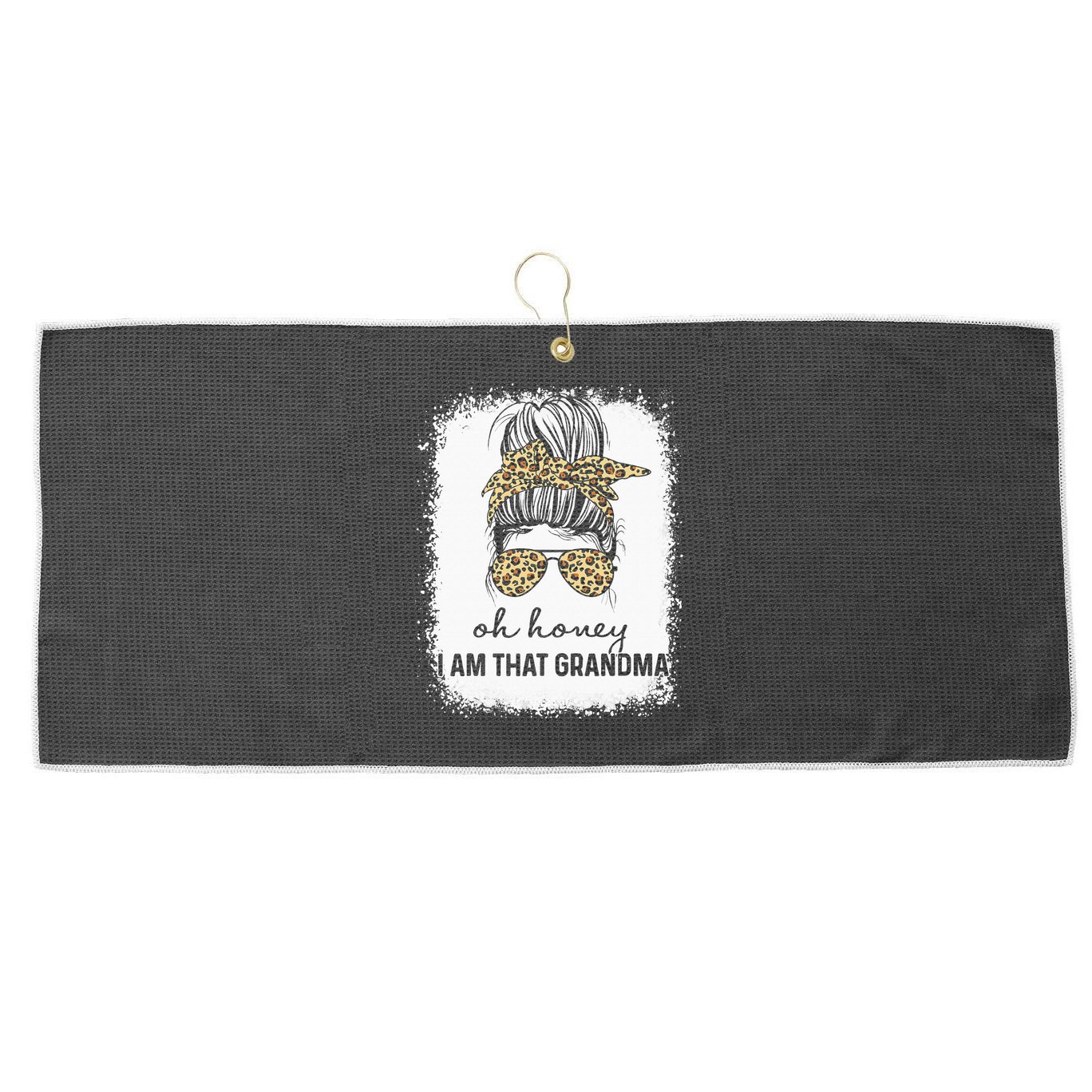 Oh Honey I Am That Grandma Bleached Mother's Day Large Microfiber Waffle Golf Towel