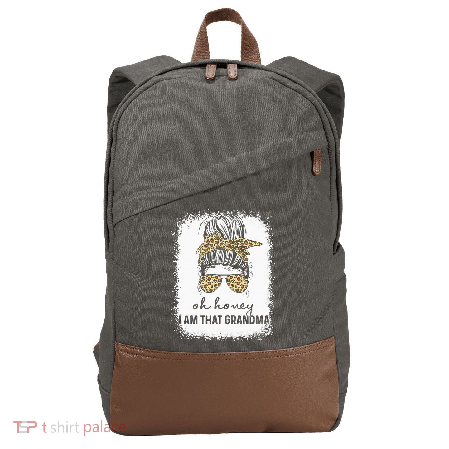 Oh Honey I Am That Grandma Bleached Mother's Day Cotton Canvas Backpack