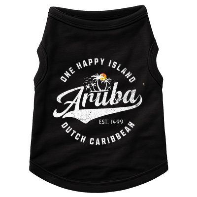One Happy Island Aruba Script Lettering Vintage Logo Art Doggie Tank