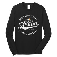 One Happy Island Aruba Script Lettering Vintage Logo Art Long Sleeve Shirt