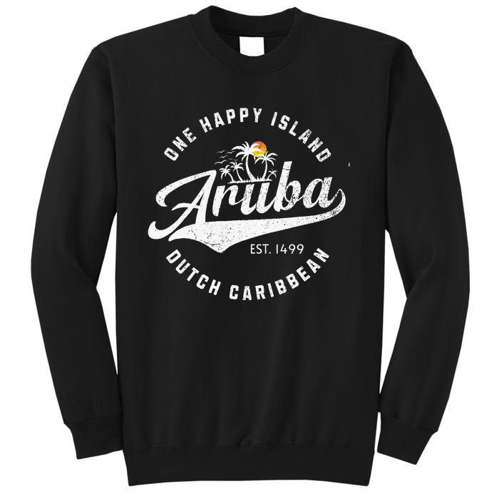 One Happy Island Aruba Script Lettering Vintage Logo Art Sweatshirt