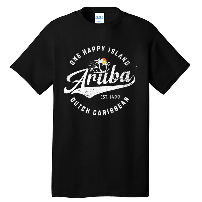 One Happy Island Aruba Script Lettering Vintage Logo Art Tall T-Shirt