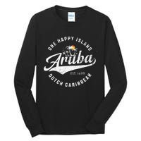 One Happy Island Aruba Script Lettering Vintage Logo Art Tall Long Sleeve T-Shirt