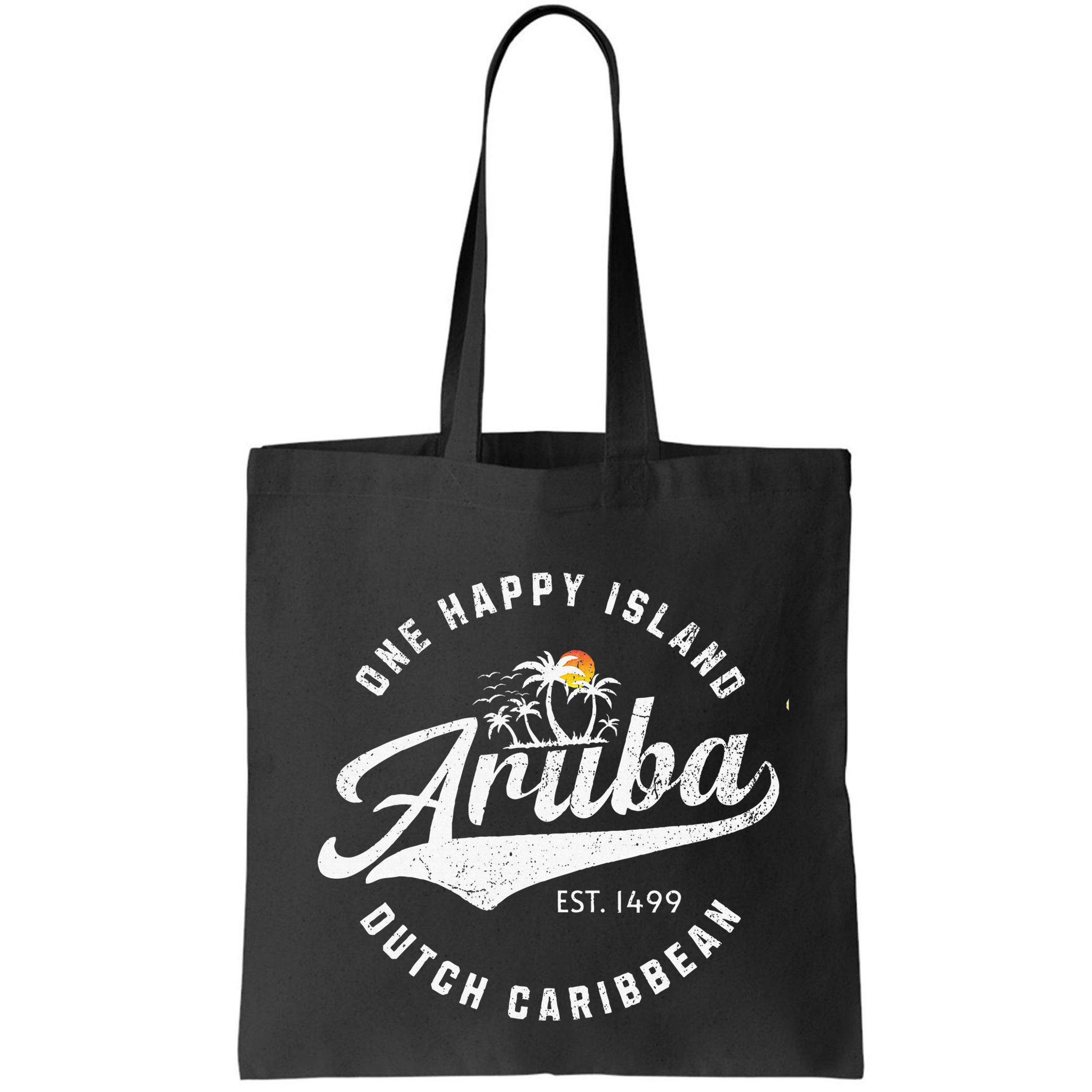 One Happy Island Aruba Script Lettering Vintage Logo Art Bag