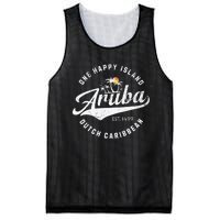 One Happy Island Aruba Script Lettering Vintage Logo Art Mesh Reversible Basketball Jersey Tank