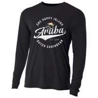 One Happy Island Aruba Script Lettering Vintage Logo Art Cooling Performance Long Sleeve Crew