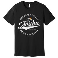 One Happy Island Aruba Script Lettering Vintage Logo Art Premium T-Shirt