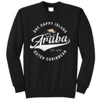 One Happy Island Aruba Script Lettering Vintage Logo Art Tall Sweatshirt