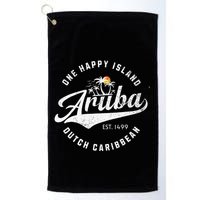 One Happy Island Aruba Script Lettering Vintage Logo Art Golf Towel