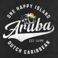 One Happy Island Aruba Script Lettering Vintage Logo Art Golf Towel