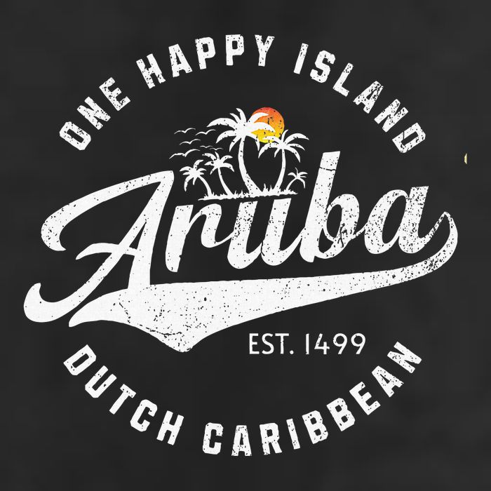 One Happy Island Aruba Script Lettering Vintage Logo Art Golf Towel