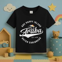 One Happy Island Aruba Script Lettering Vintage Logo Art Toddler T-Shirt