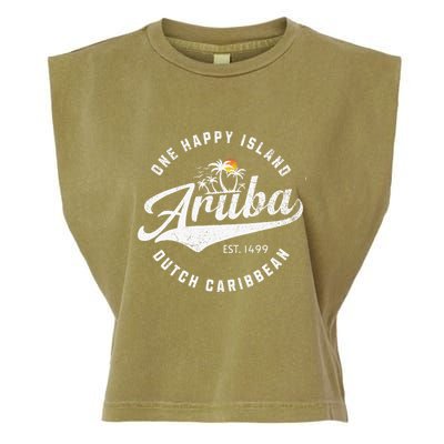 One Happy Island Aruba Script Lettering Vintage Logo Art Garment-Dyed Women's Muscle Tee