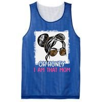 Oh Honey I Am That Mom Messy Hair Bun Leopard Gift Mesh Reversible Basketball Jersey Tank