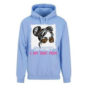 Oh Honey I Am That Mom Messy Hair Bun Leopard Gift Unisex Surf Hoodie