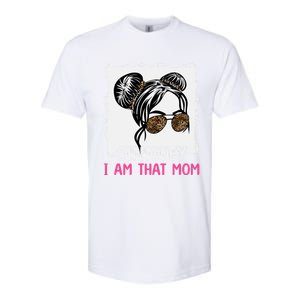 Oh Honey I Am That Mom Messy Hair Bun Leopard Gift Softstyle CVC T-Shirt